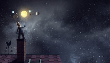 Astronot olmak ve uzay için uç. Karışık teknik