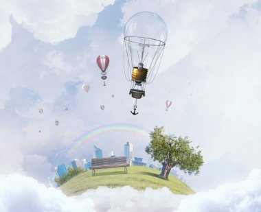 Aerostats yüksekten uçuyor. Karışık teknik