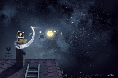 Astronot olmak ve uzay için uç. Karışık teknik