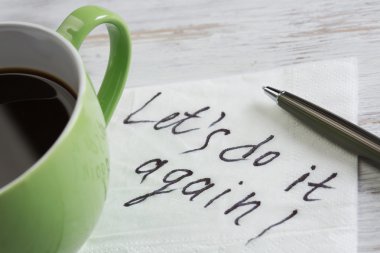 Aşk itirafı peçete üzerinde