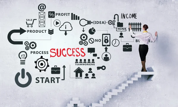 Groei en het succes van ideeën. Mixed media — Stockfoto