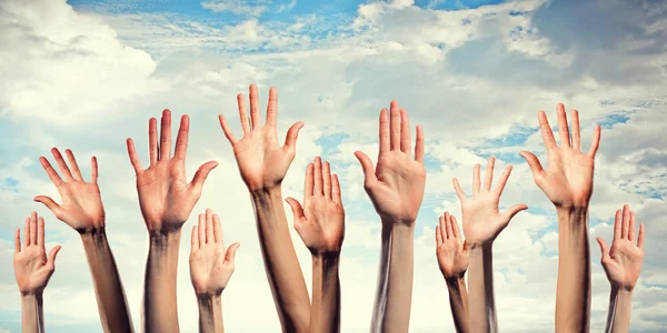 Hands showing gestures . Mixed media — Stock Photo, Image