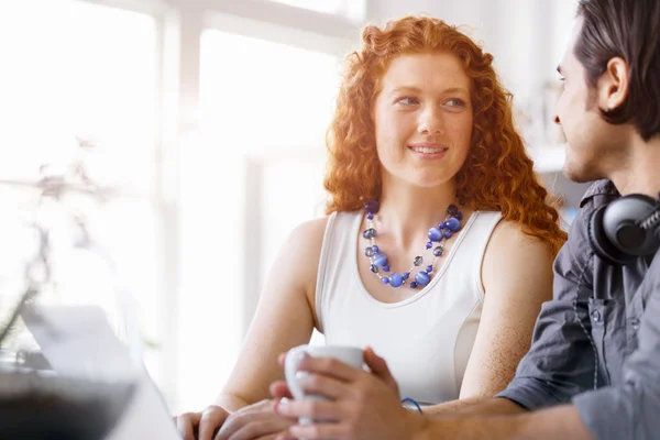 Two young people in office — Stock Photo, Image