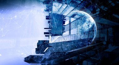 Küresel teknoloji kavramı. Karışık ortam