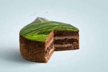 Kekin üzerindeki yeşil manzara