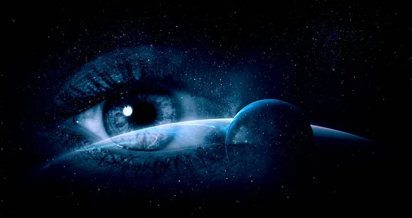 Людське око і космос. Елементи цього зображення, надані НАСА.. — стокове фото
