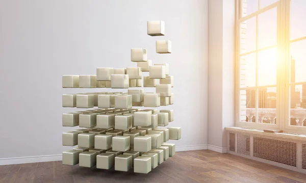 Cubos flotantes. Concepto de innovación y creatividad — Foto de Stock