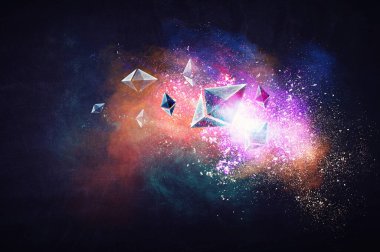 Renkli arkaplana karşı piramitlerin resmi