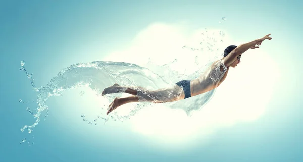 Hombre profesional nadador en una ola —  Fotos de Stock