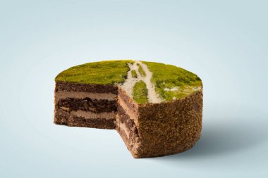 Kekin üzerindeki yeşil manzara