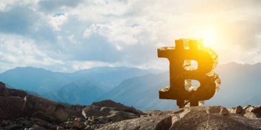 Dağdaki Bitcoin sembolü