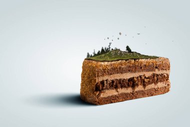 Kekin üzerindeki yeşil manzara