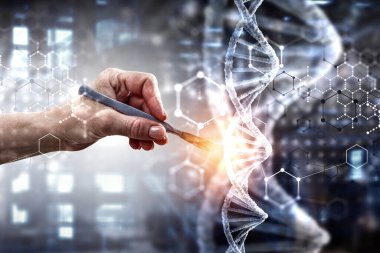 Neşterli cerrah eli. Karışık ortam