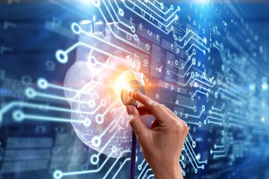 Tıbbi teknoloji ağı konsepti. Karışık ortam