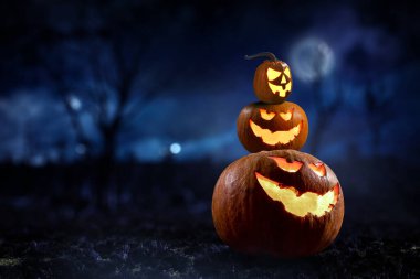 Balkabaklı Cadılar Bayramı tasarımı. Karışık ortam