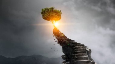 Ağaç ve manzaranın resmi