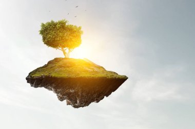 Ağaç ve manzaranın resmi
