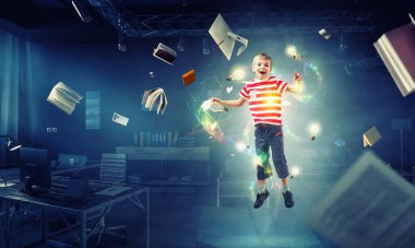 Kitap dünyası konsepti. Karışık ortam