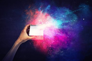 Sihirli hediye kutusu görüntüsü. Karışık ortam