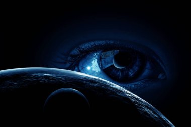 İnsan gözü ve uzay. Bu görüntünün elementleri NASA tarafından desteklenmektedir.