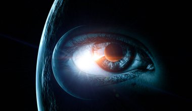 İnsan gözü makro görüntüsü. Karışık ortam