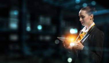 Küresel teknoloji kavramı. Karışık ortam