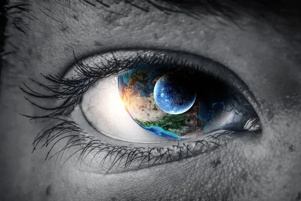 Human eye and space. Elements of this image furnished by NASA. — Stock Photo, Image