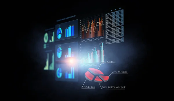 Gráfico de negócios e monitor comercial — Fotografia de Stock