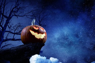 Balkabaklı Cadılar Bayramı tasarımı. Karışık ortam