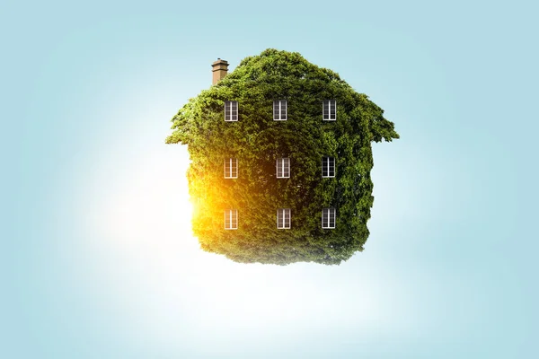 Afbeelding van het groene huis. Gemengde media — Stockfoto
