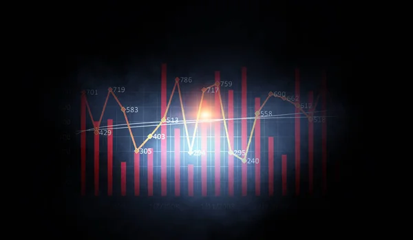 Wykres biznesowy i monitorowanie handlu — Zdjęcie stockowe