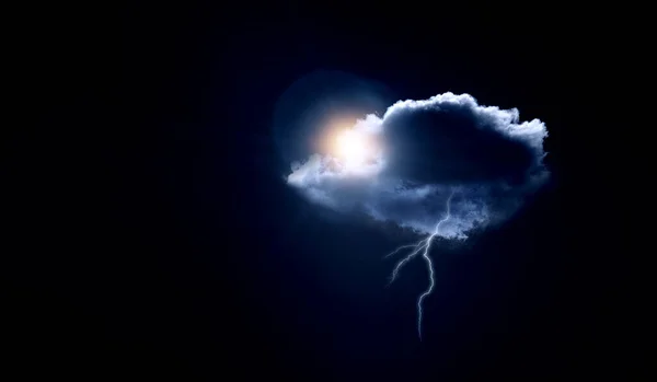 Thunderstorm with lightning . Mixed media — Stock Photo, Image