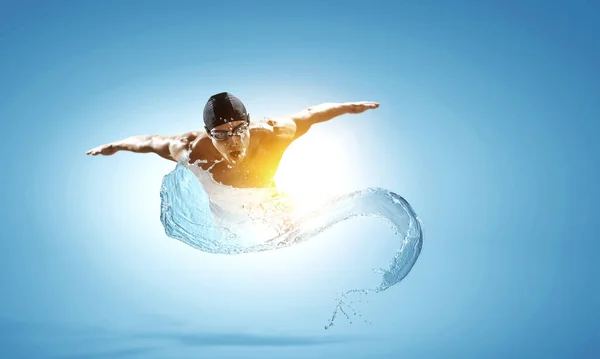 Hombre profesional nadador en una ola —  Fotos de Stock
