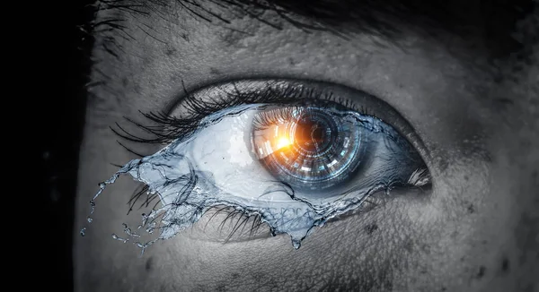 Az emberi szem makro képe. Vegyes média — Stock Fotó