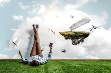 Kitap dünyası konsepti. Karışık ortam