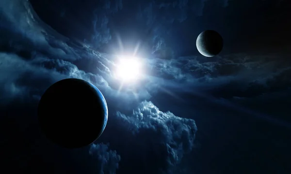 Абстрактні планети і космічний фон — стокове фото