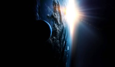 Uzay dokusunda soyut gezegenler. Karışık ortam