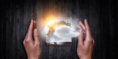 Üzerinde şehirler olan bir gezegen. Karışık ortam