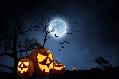 Balkabaklı Cadılar Bayramı tasarımı. Karışık ortam