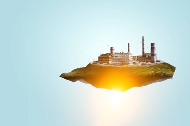 Bacalı sanayi manzarası. Karışık ortam