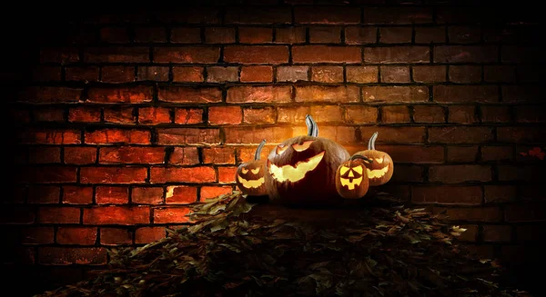 Diseño de Halloween con calabazas. Medios mixtos — Foto de Stock