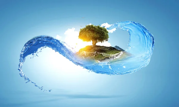 Image of tree on the wave — Stock Photo, Image