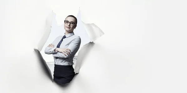 Young businesswoman portrait, thinking face expression — Stock Photo, Image