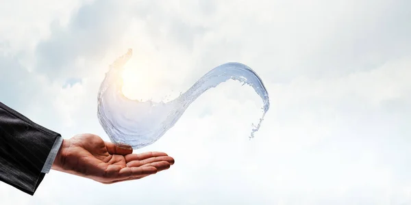 Hands with water splash — Stock Photo, Image
