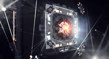 Teknoloji ve yenilik kavramı. Karışık ortam