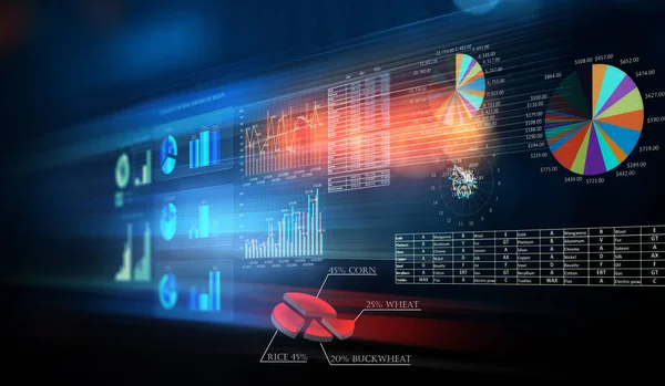 Företagsdiagram och handelsövervakare — Stockfoto