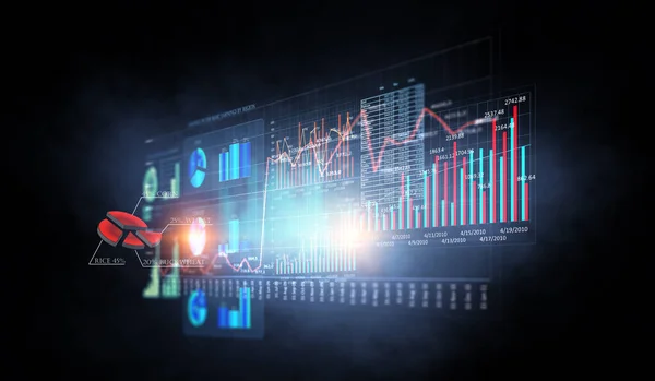 Business graph and trade monitor — Stock Photo, Image