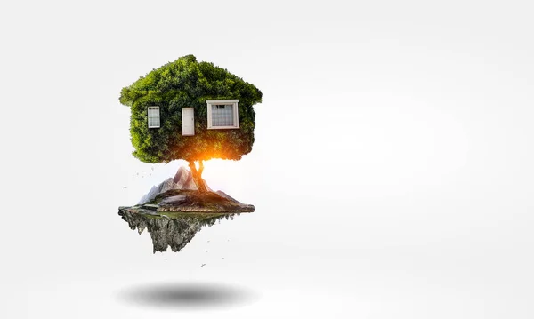 Erba verde eco casa. Mezzi misti — Foto Stock