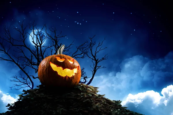 Halloween obraz s dýněmi. Smíšená média — Stock fotografie