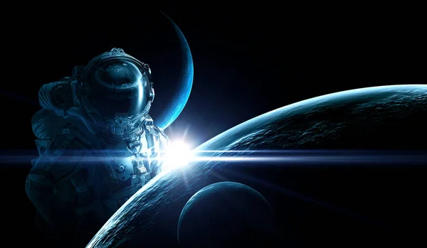 Astronaut im Weltraum. Gemischte Medien — Stockfoto